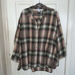 Old navy flannel (the boyfriend shirt style) over sized very warm and comfy